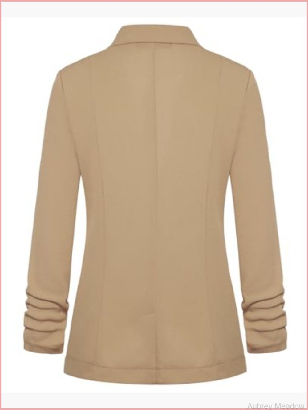 Dressy Casual Ruched 3/4 Sleeve Blazer Notch Lapel Work Jacket - Picture 3 of 6